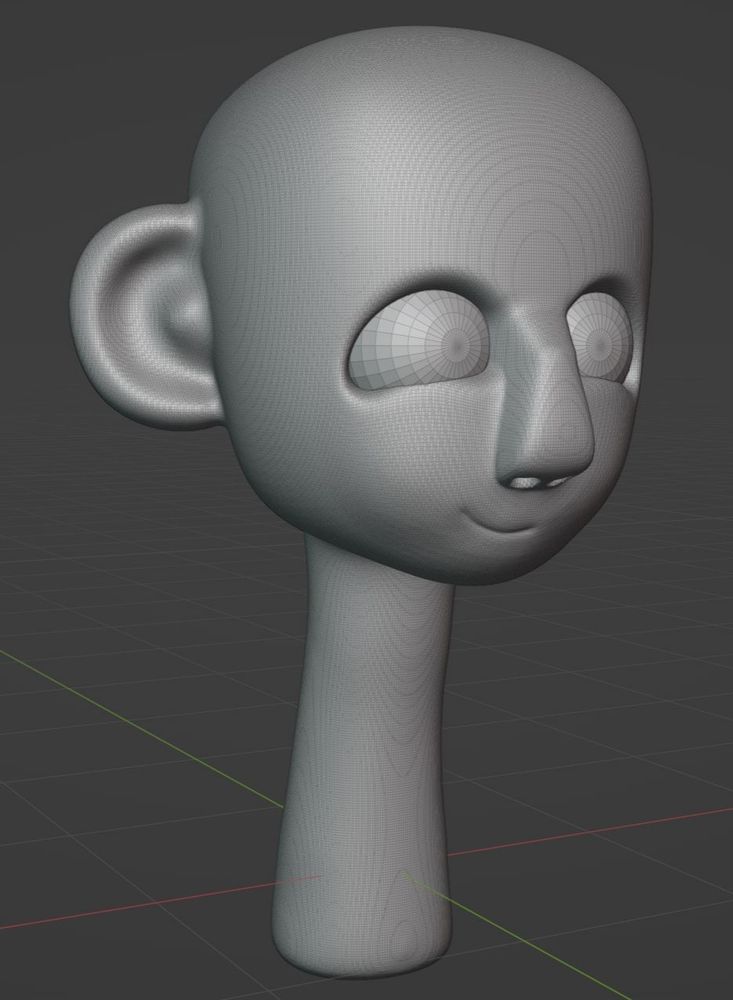 Progress screenshot of a 3d model head.