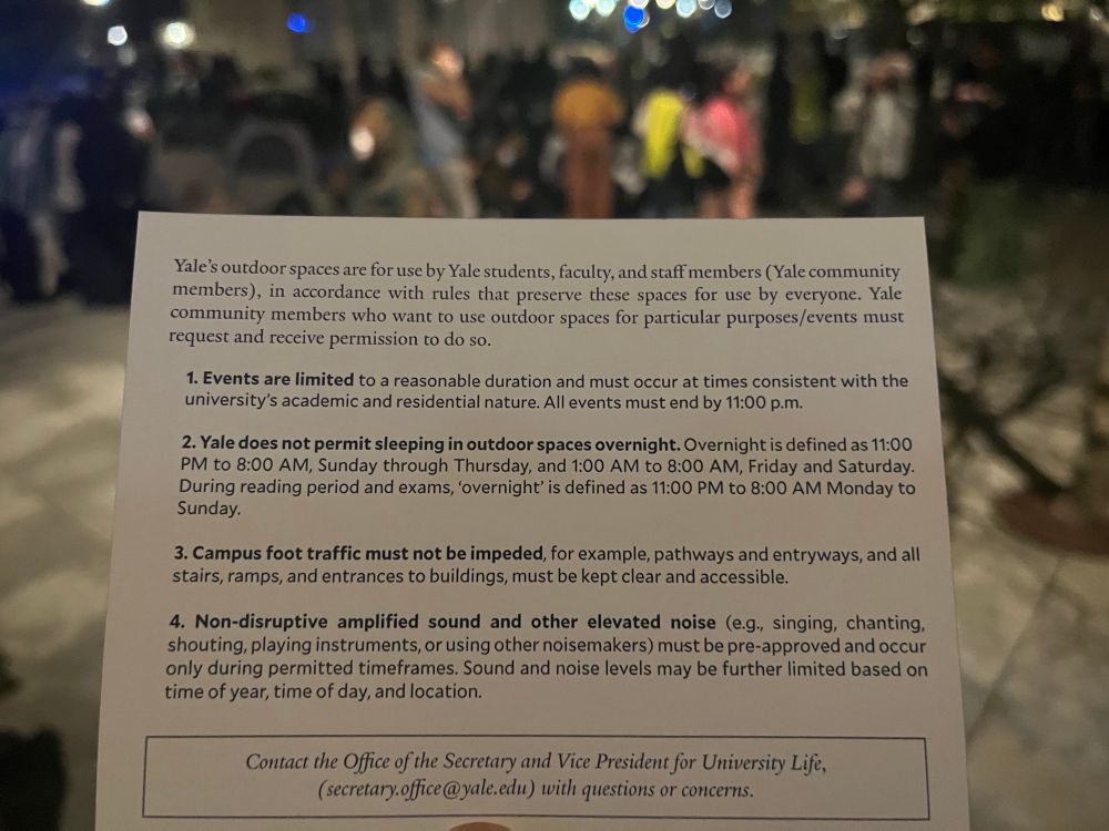 A card from Yale admin
