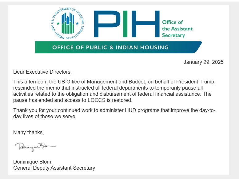 An email from the Department of Housing and Urban Development 