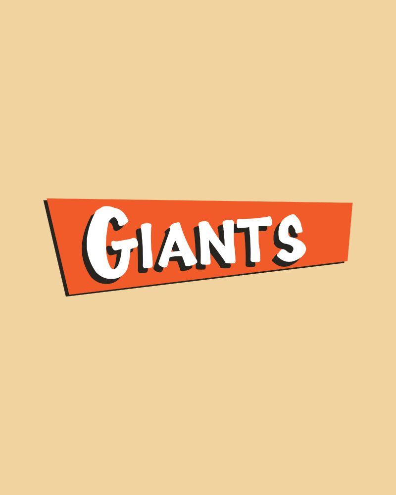 Graphic of San Francisco Giants text logo in the style of Full House on a tan background
