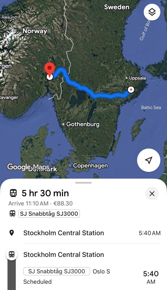 Stockholm → Oslo (5h30m)
