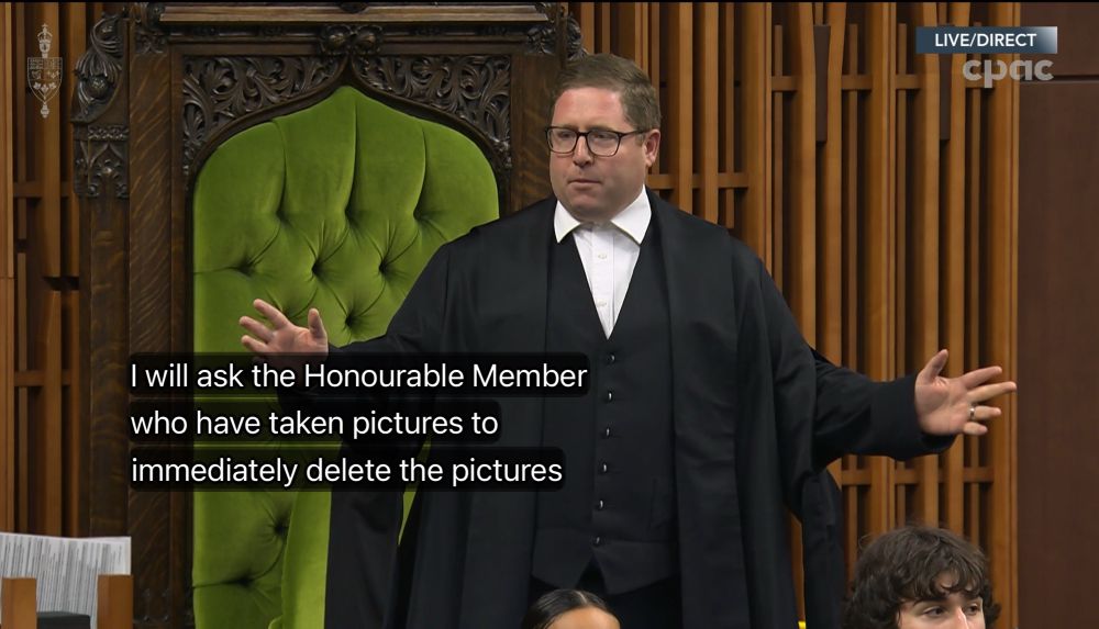 John Nater: “I will ask the Honourable Members who have taken picture to immediately delete the pictures”