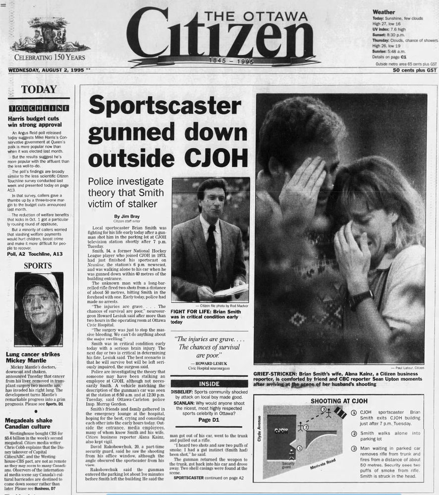Ottawa Citizen (August 2, 1995): "Sportscaster gunned down outside CJOH"