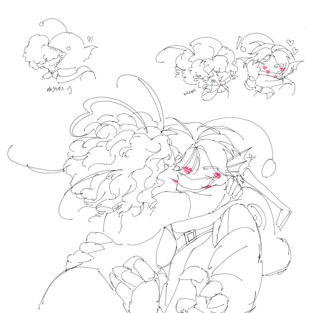 Art by toasttweeet I of a few sketches of eudora and (biblically accurate) sebastian solace