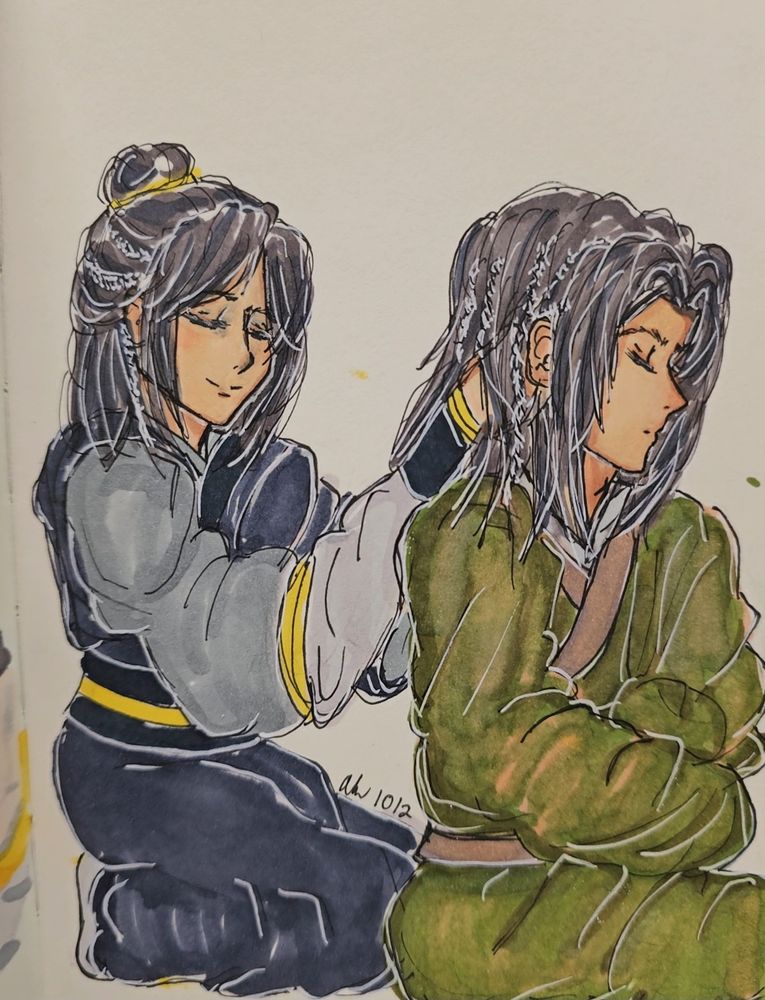 Nie Huaisang weaving meng yao's hair
