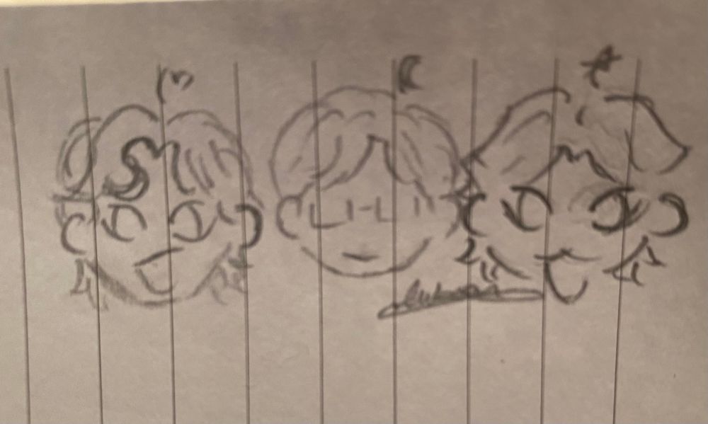 chibi faces of Seong Gi-hun, Cho Sang-woo (both are characters from Squid Game) and Op from left to right, respectively 