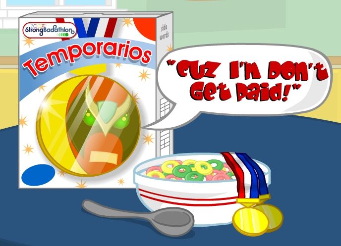 Temporarios cereal from a Strong Bad email short.