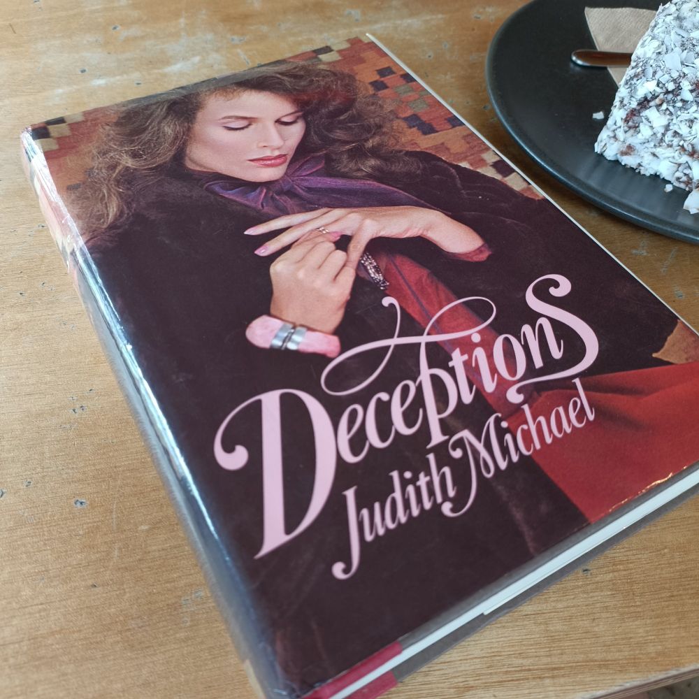 Photo of a hardcover book titled "Deceptions" by Judith Michael 