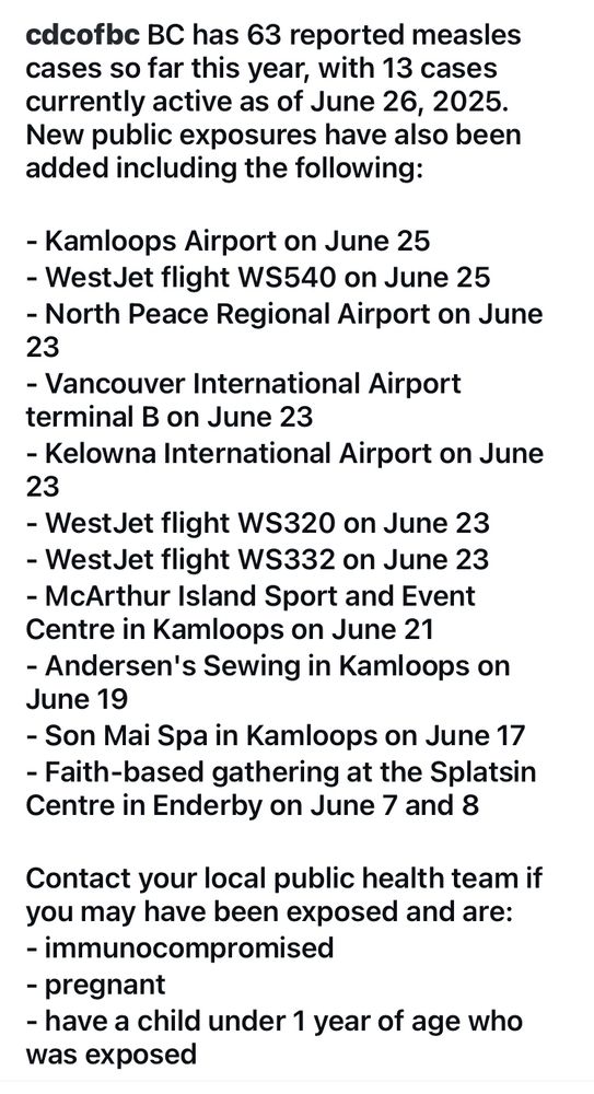 Locations of exposures 