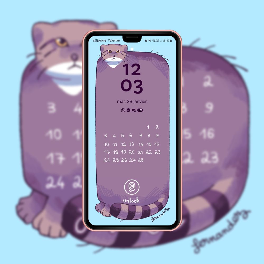 La version fond d'écran du calendrier. On y voit un très gros chat de Pallas.