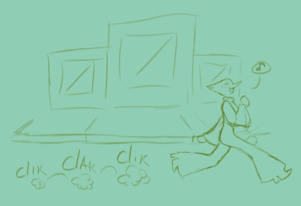 Aureo loudly clack through the trash zone. hes in a good mood