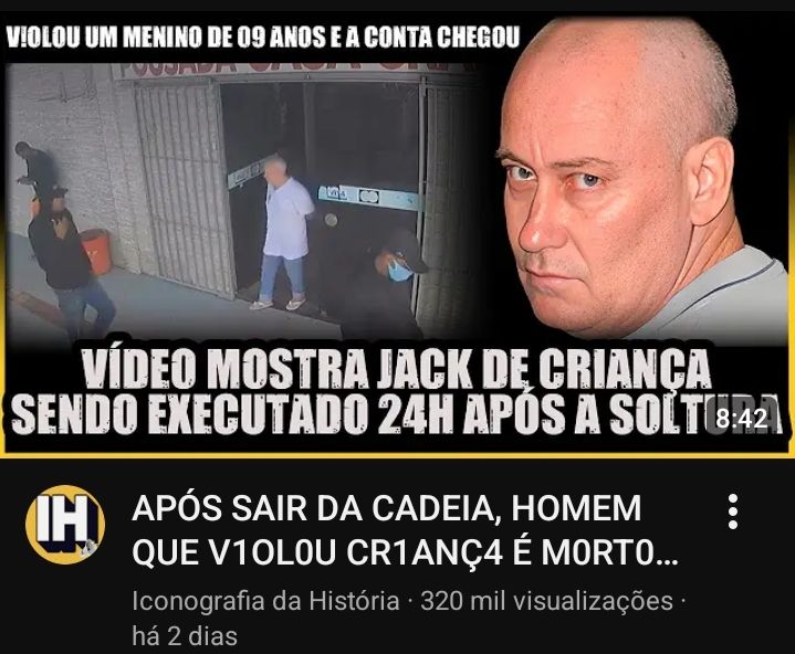 Thunbnail do canal do  YouTube iconografia da história legenda é aposta sair da cadeia home q violou criança é morto. 