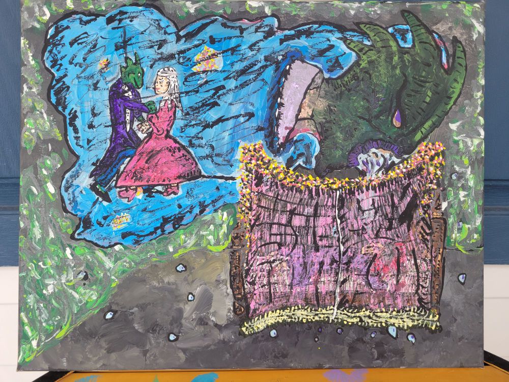 A woman sleeping in bed. Her dreams invaded by a monster draining her essence.