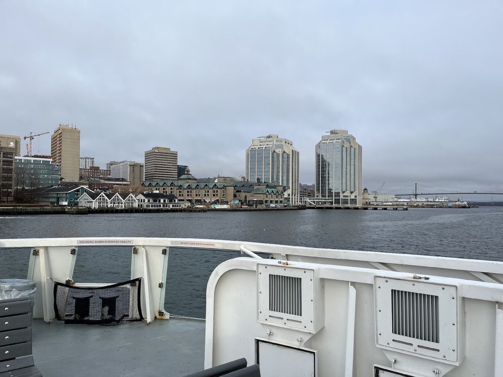Photo of Purdy’s Wharf office buildings, Halifax, NS, taken from the Woodside ferry.