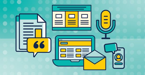 Illustration with different communication related symbols