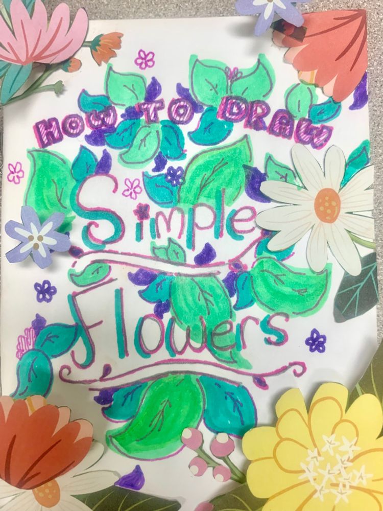 Sample zine or comic book covered in flowers