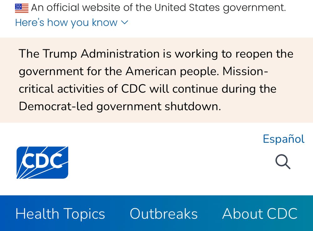 Disclaimer from CDC website