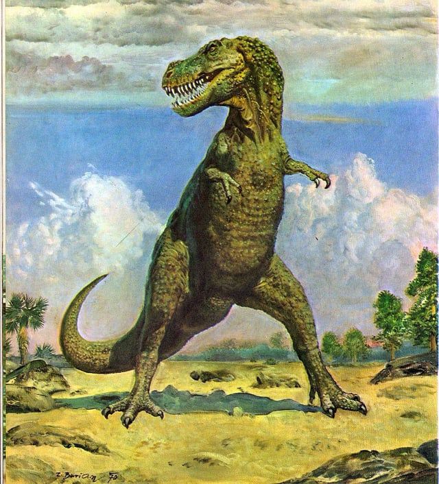 Old painting of a carnivorous dinosaur