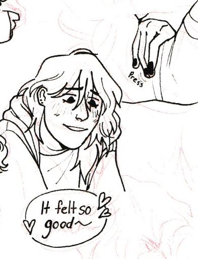 A continuation of the previous drawing of Jessica saying, "It felt so good ~" Regina is looking down at her lovingly, and in a separate drawing are Regina's fingers pressing into Jessica's crotch.