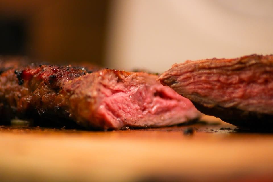 Close up of perfectlyncooked flank steak