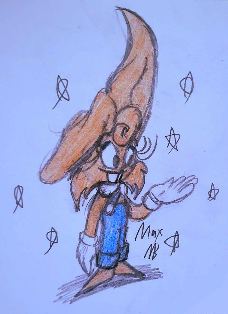 Max Periwinkle wearing a scarf, gloves, and blue overalls w/ one diagonal strap (I need to give him some type of footwear later)

This is supposed to work with his new Southerner/Hillbilly look, as well as work well with his intended final design for later