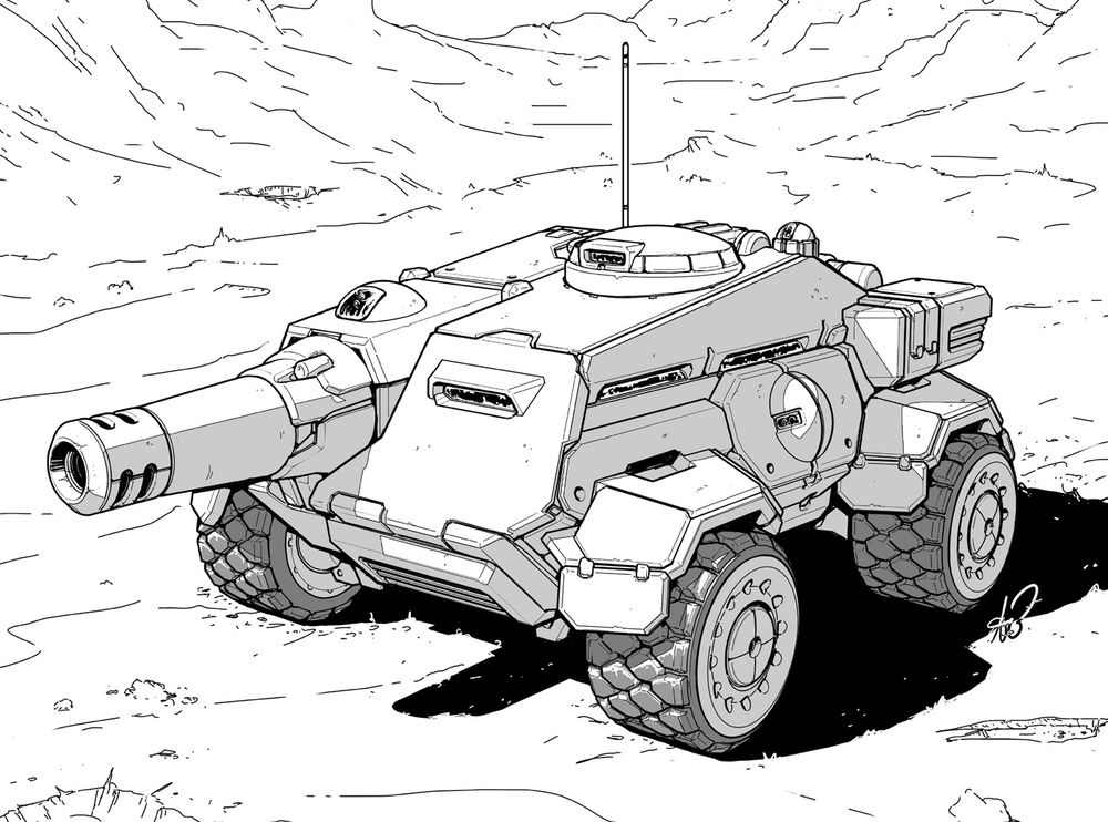 A brick on wheels with a gun. A brick-tank.