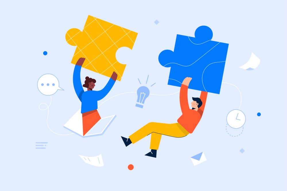 Illustration of two people holding puzzle pieces. Image: freepik.com