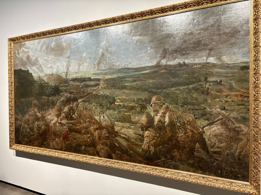 藤田嗣治油絵　シンガポール最後の日(ブキ・テマ高地)