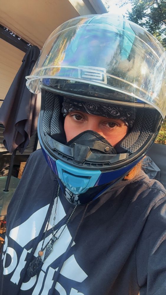 Me and my ATV helmet getting ready to go for a drive