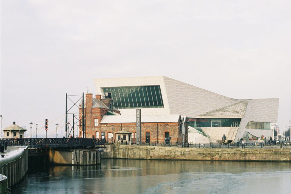 A picture of the Liverpool Museum, near Albert Dock Liverpool with frozen dock area