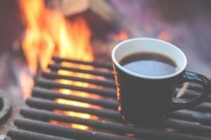 Fresh campfire perked coffee.