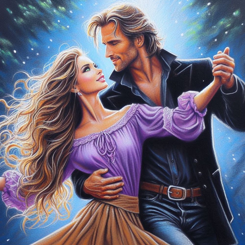 Dancing In the Moonlight
watercolor and oil pastel on black matte
© B. Pickett, 2025