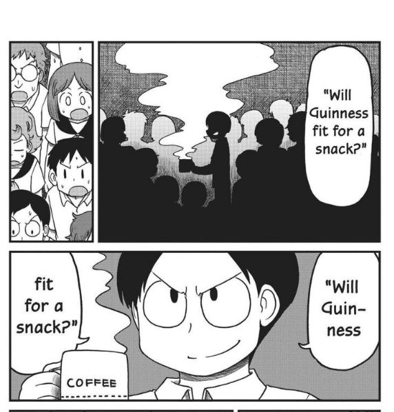 from the City manga, the character Adatara holds a cup labeled 