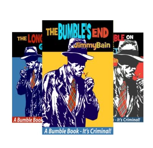 Cover images of three Bumble Books in yellow, blue and red.
