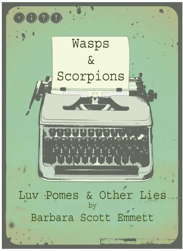 Cover of Wasps and Scorpions. Pale green background with image of typewriter.