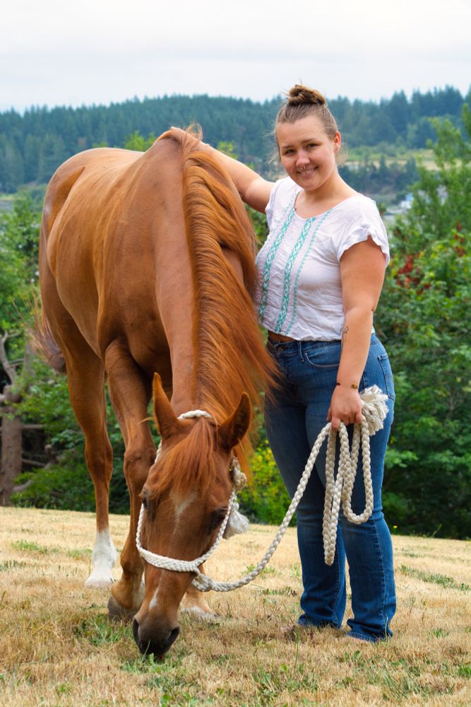 Honey and her horse on the island