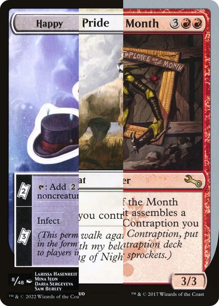 Magic cards mashed together to make the card name into "Happy pride month"