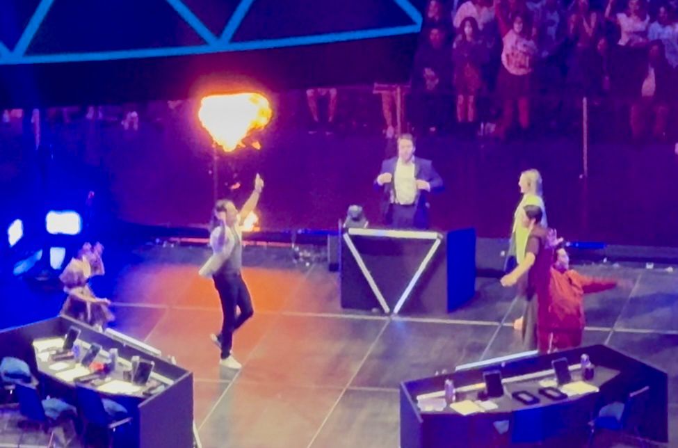 The cast of Dimension20 arriving on stage