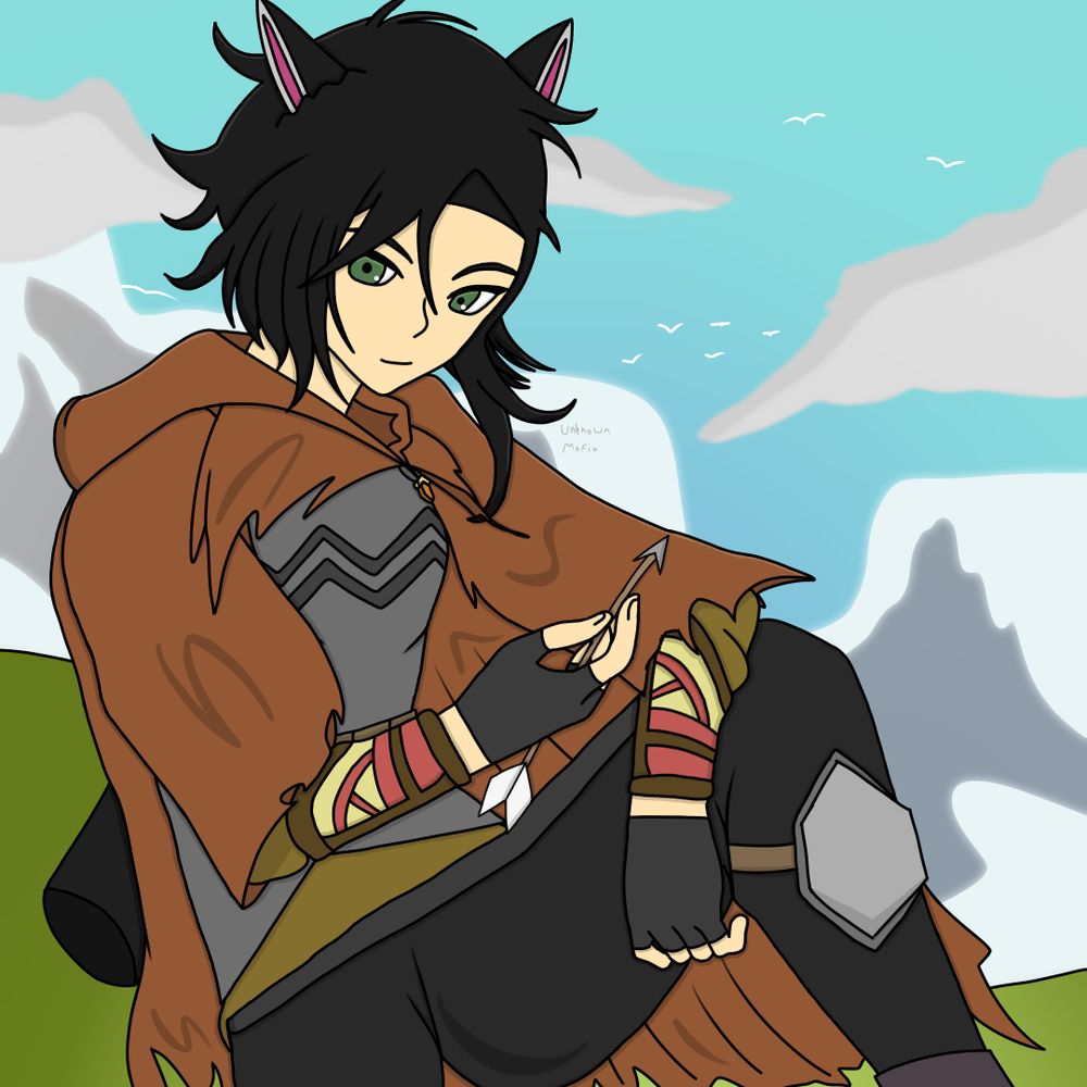 "You found me, huh? Well, this isn't really much of a hiding spot, to be honest. Whenever I'm feeling down or just want to spend some time to myself, I usually find a nice, scenic spot like this to relax at. Sometimes, I even sharpen my own arrows and practise using them on the trees nearby. But, since you're here now, do you want to do something, Mizuki? We could maybe take a walk around the Town, grab something to eat, or just chat if that's what you'd like." - Leonel.