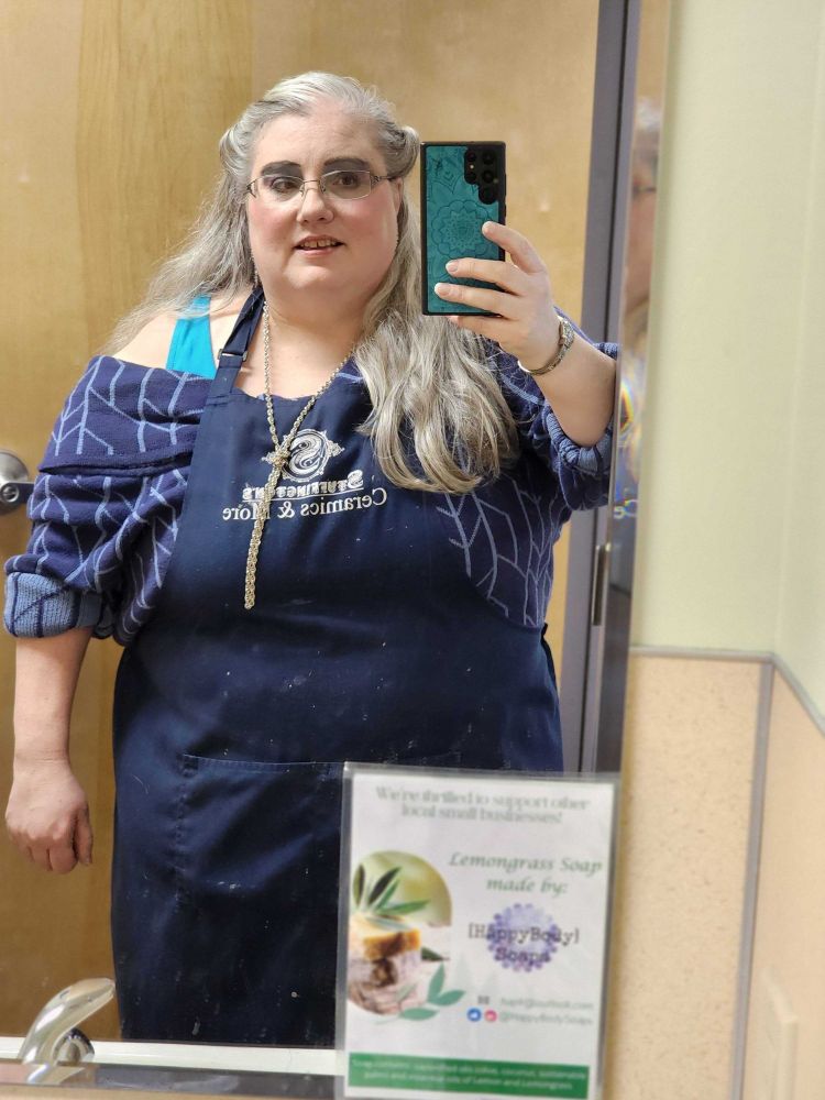 Colleen dressed as the manager of the food court at the 80's mall our murder mystery is set as