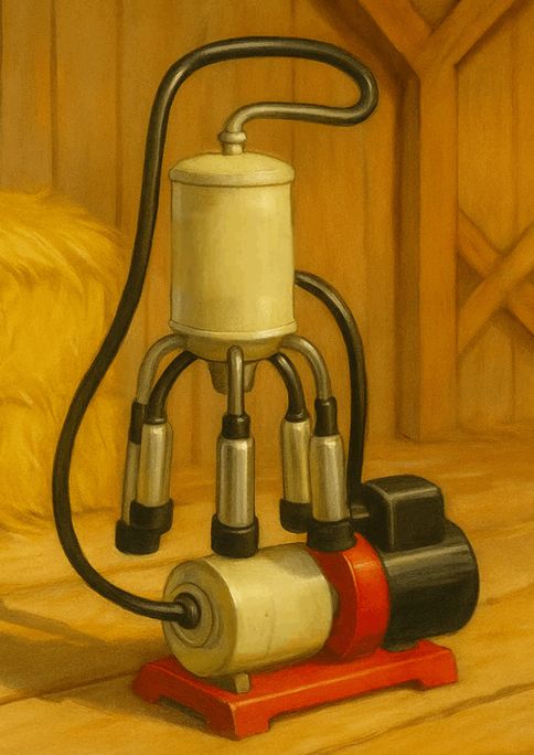 A milking machine transforms from mundane to suggestive glowing pink.
