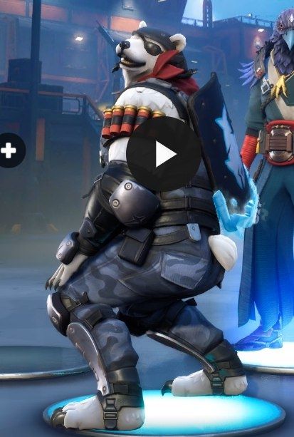 Polar Explorer freeze framed during a dance in a pose that is suggestive