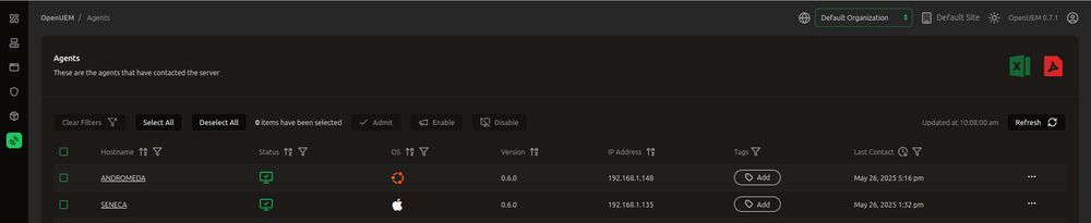 OpenUEM macOS agent in console