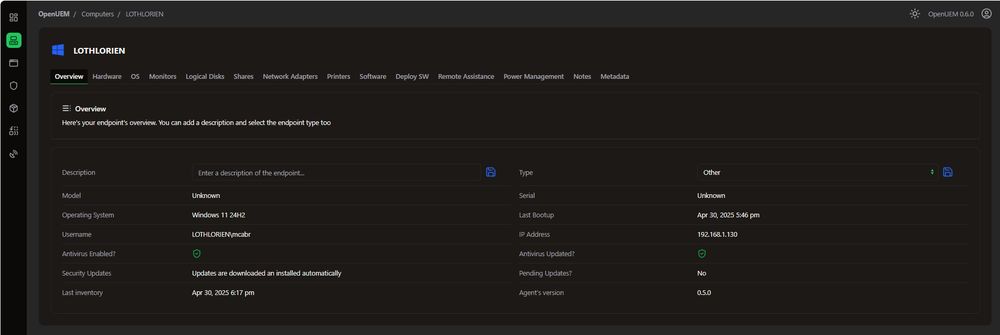 OpenUEM overview tab