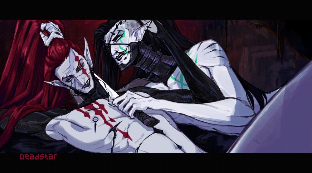 pair of nhera dark elf eldar drukhari draihari ocs engaged in consensual violence yandere style
korimrath > @deadstar, yl'enerrys > @faedread