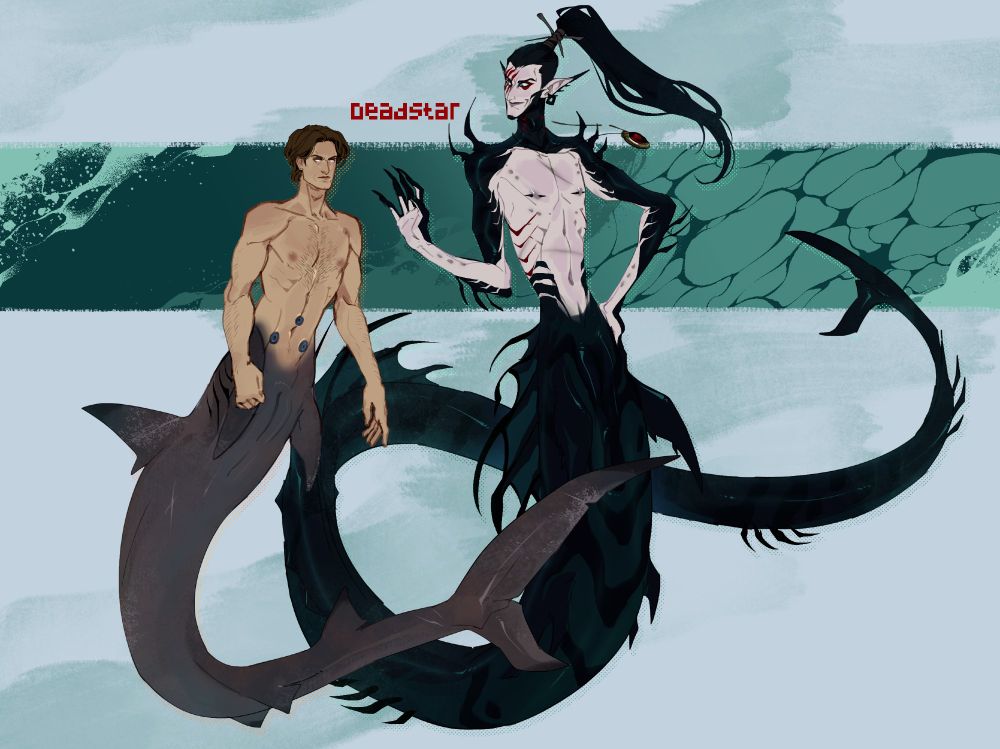 warhammer 40k rogue trader fanart mermay 2025 shark sea serpent mermaid merman heinrix van calox marazhai aezyrraesh