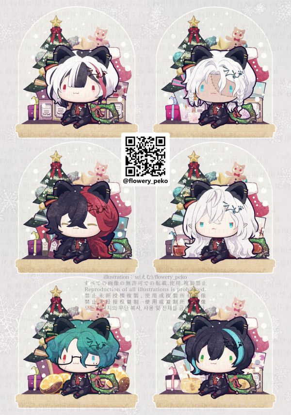 悪魔執事と黒い猫　あくねこFA　二次創作
猫の街・クリスマス衣装🎄　🫖🍷🔑🕯🤍🐾