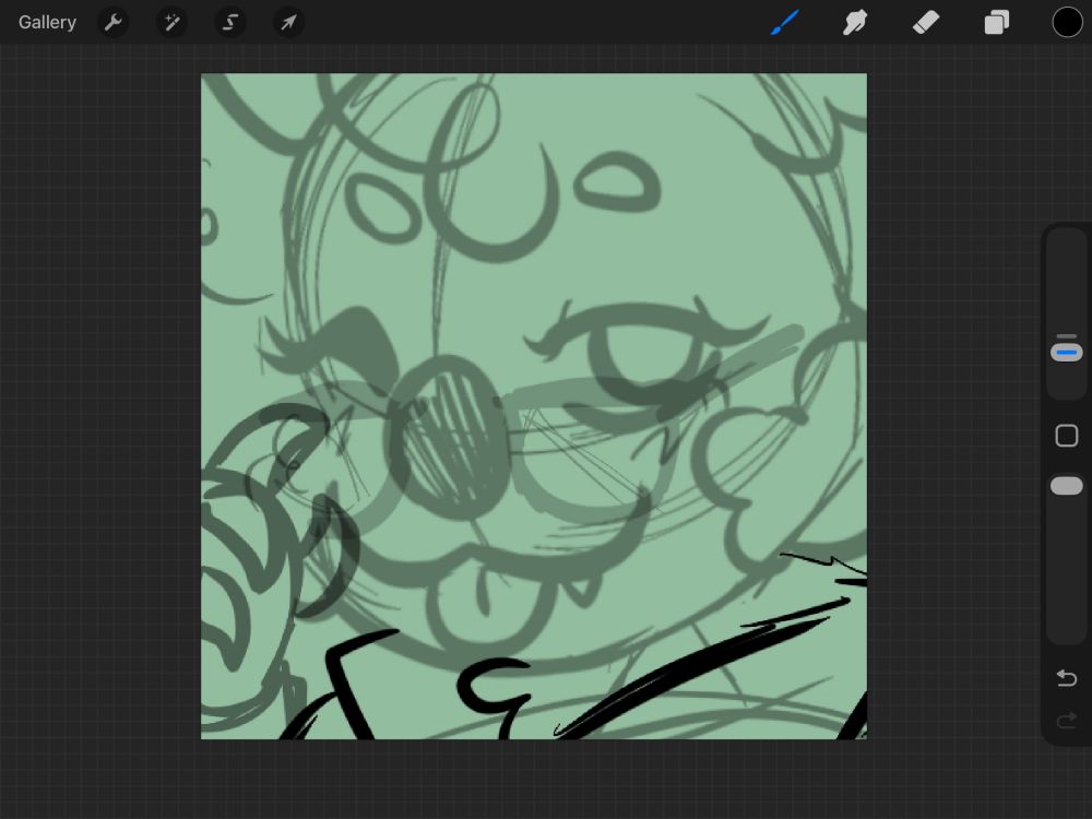 A rough sketch of a komala winking at the viewer with his tongue out.
