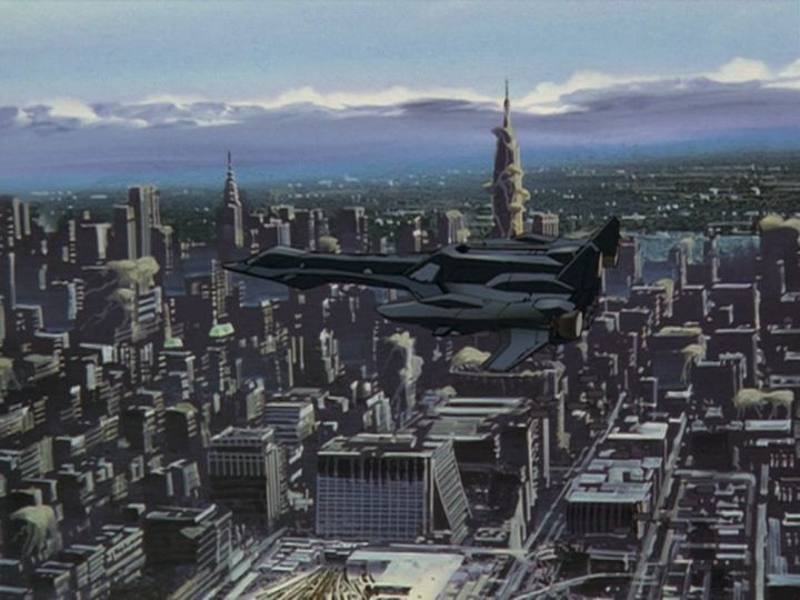 A Second Earth bomber on a run over an infested city