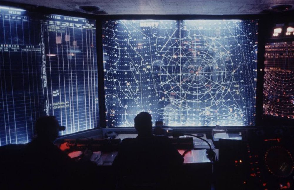 A radar screen on the DEW line in the Arctic